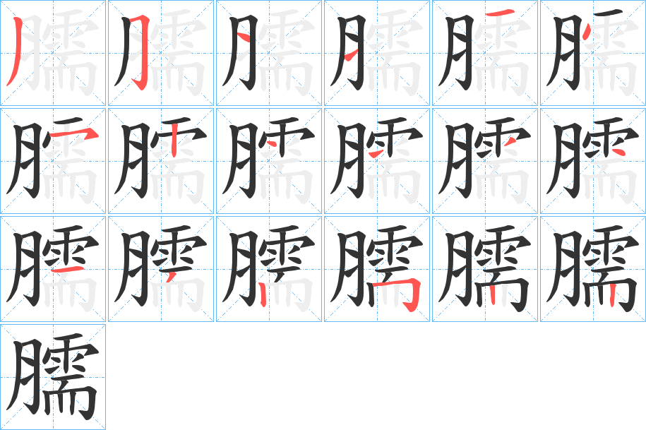 臑字笔顺写法
