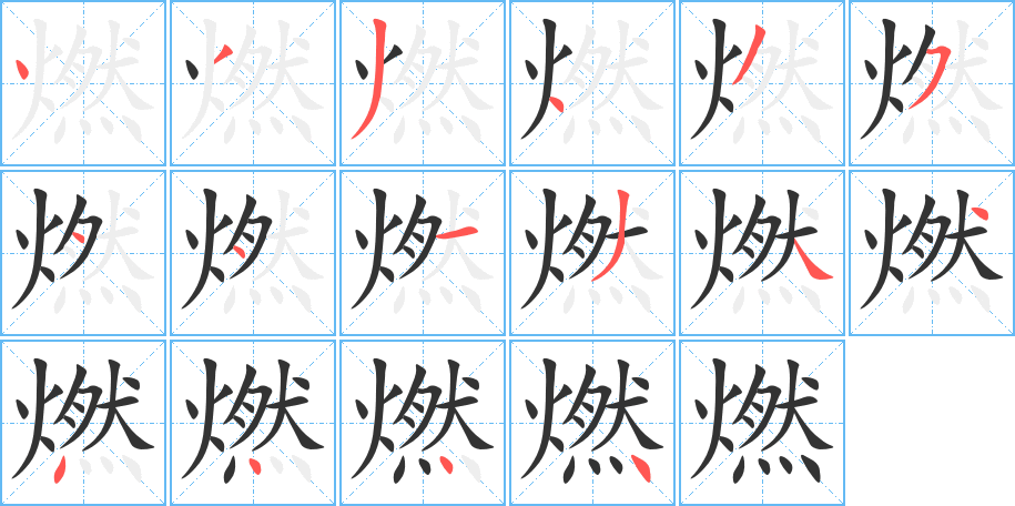 燃字笔顺写法