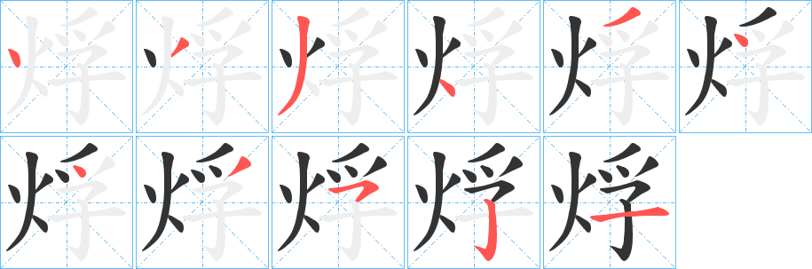 烰字笔顺写法
