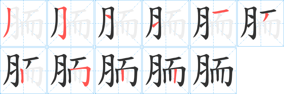 胹字笔顺写法