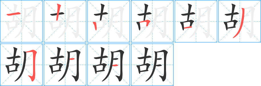 胡字笔顺写法