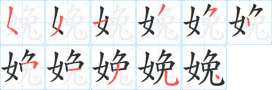 婏字笔顺写法