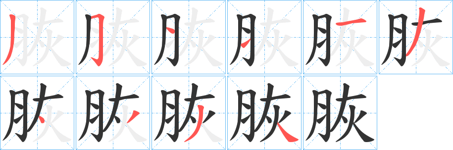 脄字笔顺写法