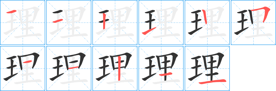 理字笔顺写法