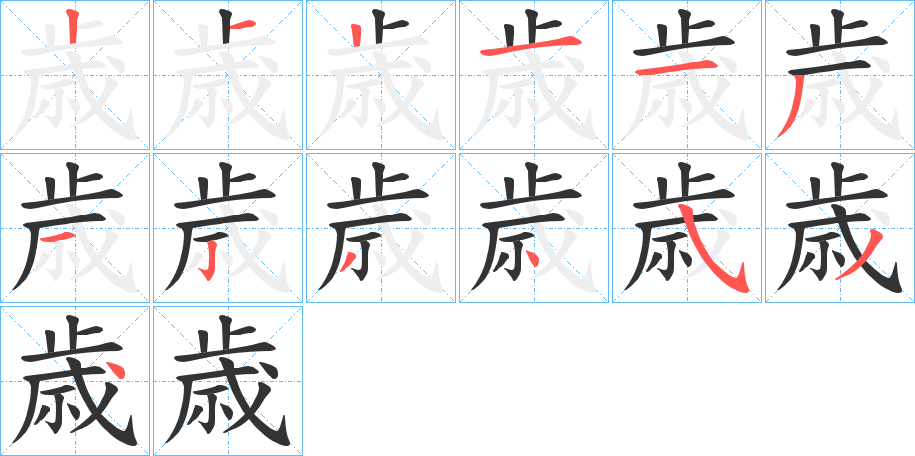歳字笔顺写法