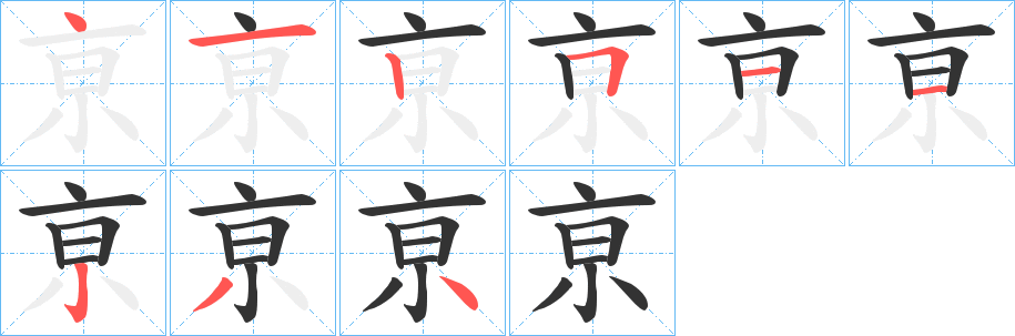 亰字笔顺写法