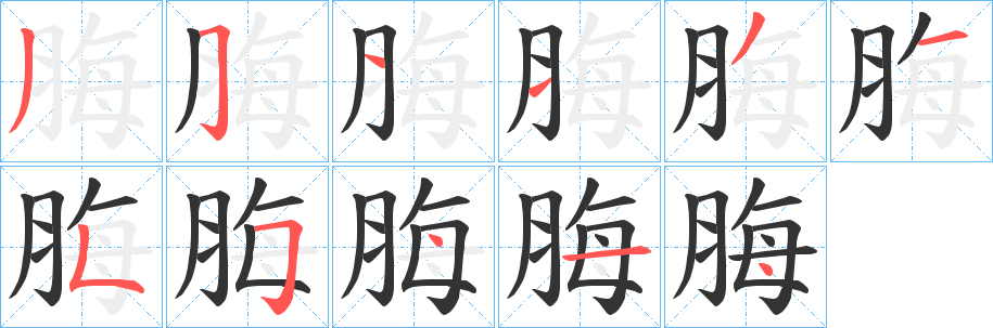 脢字笔顺写法
