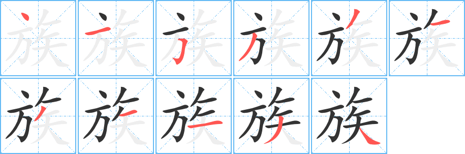 族字笔顺写法