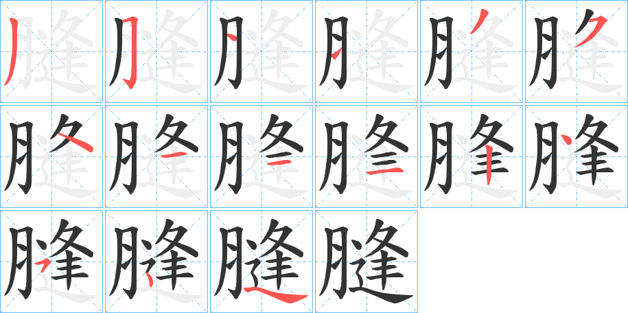 膖字笔顺写法