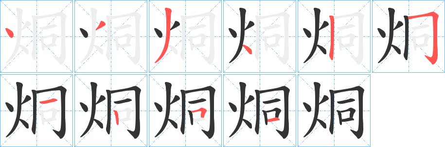烔字笔顺写法