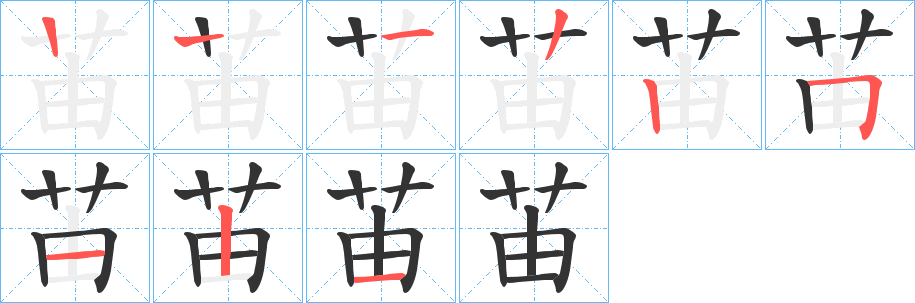 苖字笔顺写法