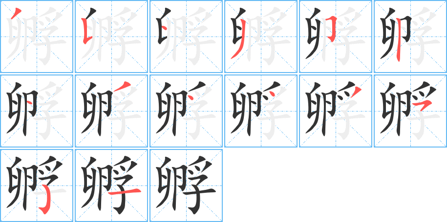 孵字笔顺写法