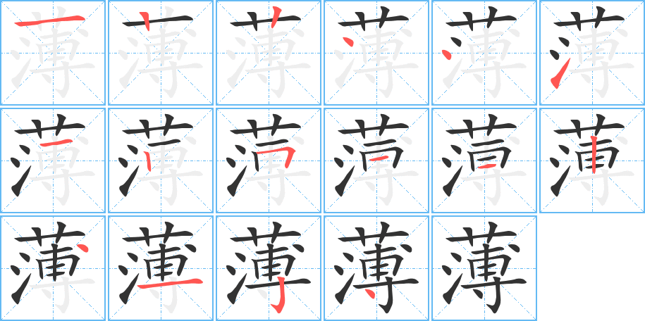 薄字笔顺写法