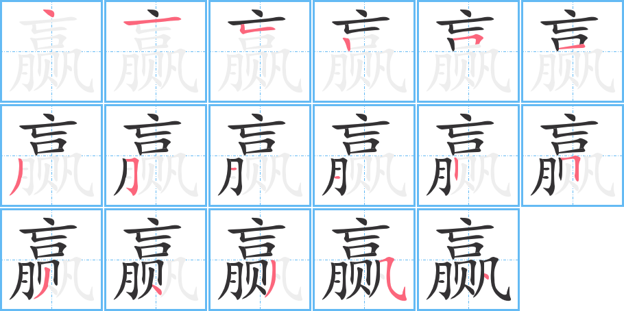 赢字笔顺写法