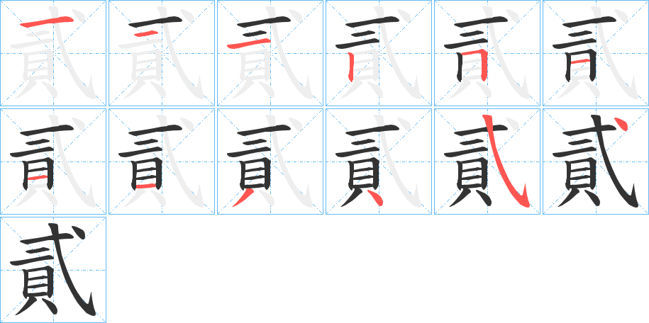 貳字笔顺写法