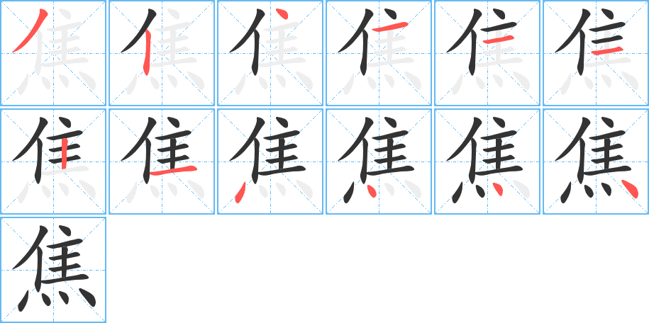 焦字笔顺写法