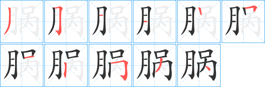脶字笔顺写法