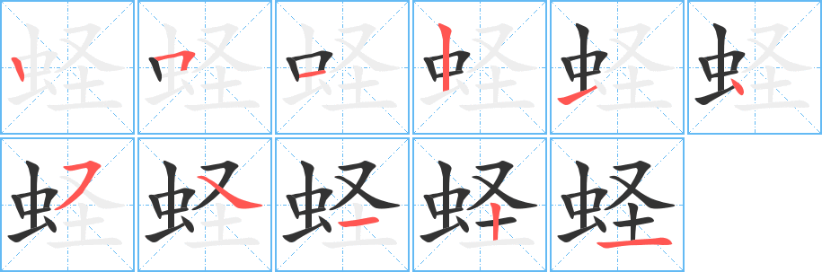 蛏字笔顺写法
