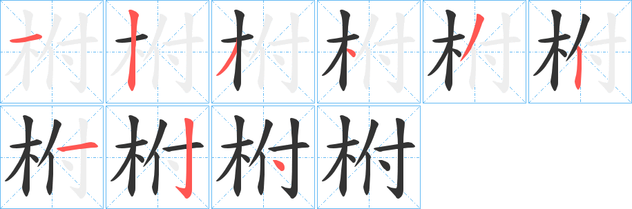 柎字笔顺写法