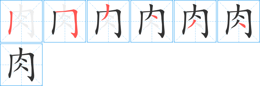 肉字笔顺写法