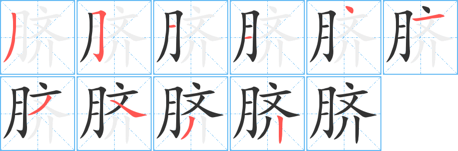 脐字笔顺写法