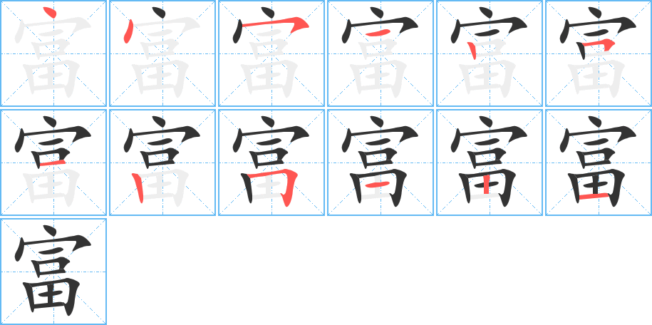 富字笔顺写法