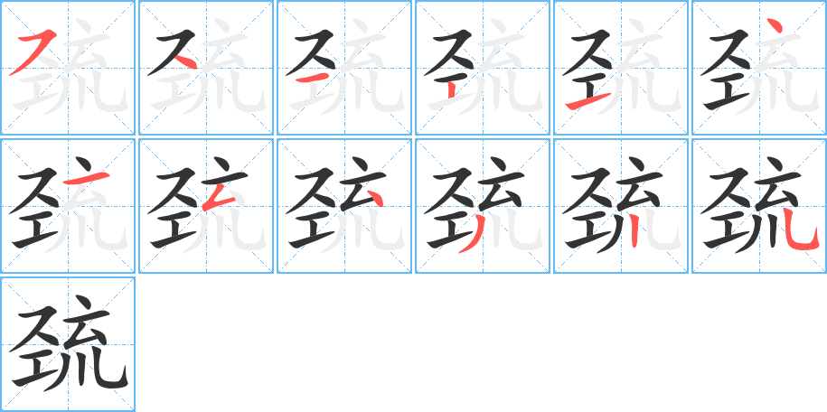巯字笔顺写法