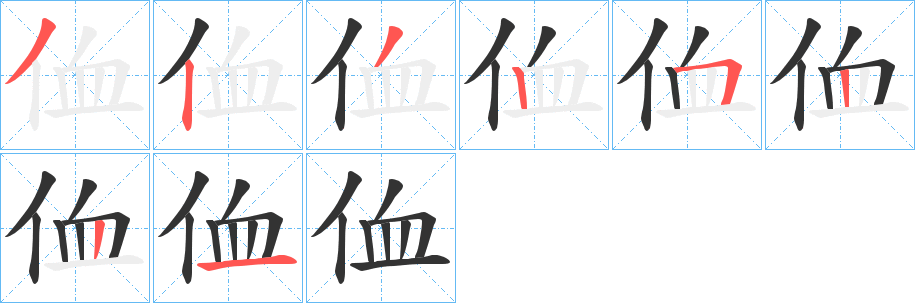 侐字笔顺写法