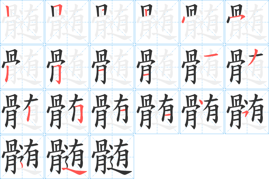 髄字笔顺写法